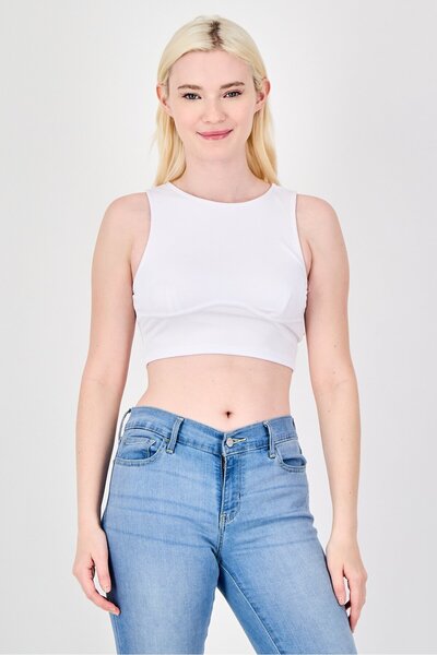 Don't Call Me Jennyfer Women Round Neck Sleeveless Ribbed Tank Top, White