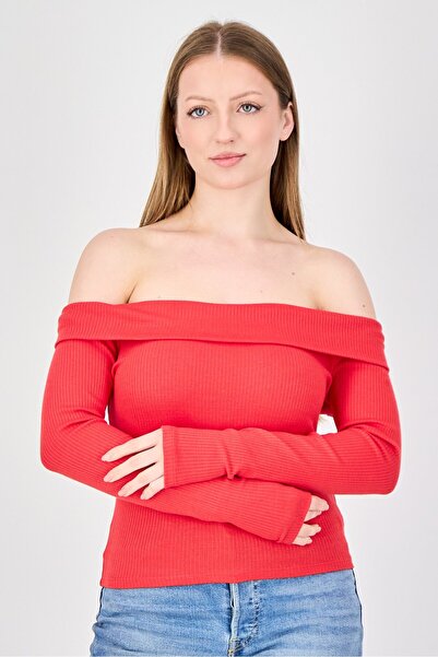 Don't Call Me Jennyfer Women Off-Shoulder Across Neck Long Sleeve Textured To...