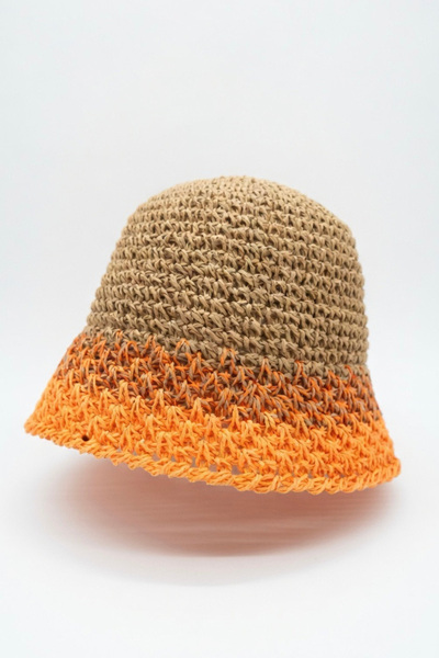 Mollycrush Women's Orange Gradient Straw Knitted Bucket Bag |   Summer Beach ...