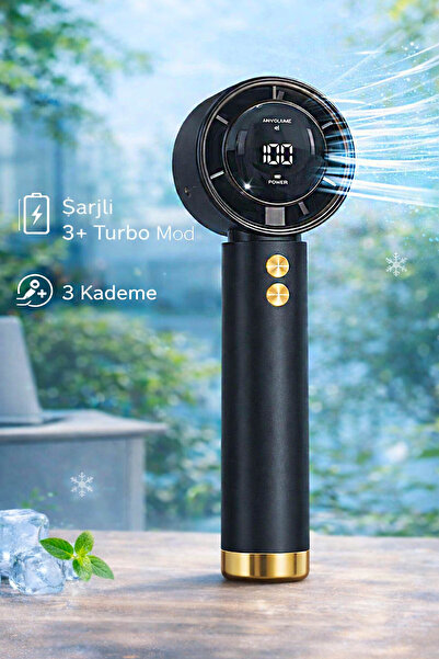 zozoya Dijital Ekranlı Taşınılabilir Şarjlı Mini El Fanı Turbo Üfleme Teknolo...
