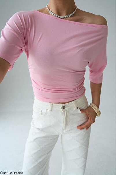 CADDELAMODA Γυναικεία μπλούζα με πλαϊνό κορδόνι περίσφιξης, λαιμόκοψη καγιάκ ...