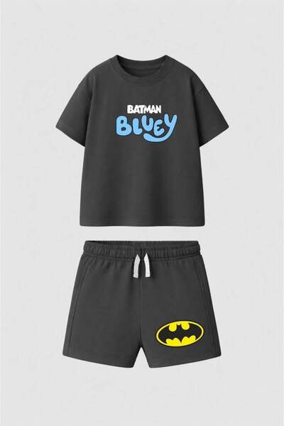 Mother Choise 100% Cotton Anthracite Boys' Shorts and T-Shirt Set