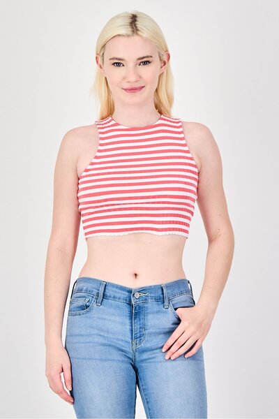 Don't Call Me Jennyfer Women Crew Neck Sleeveless Stripe Tank Top, Multicolor