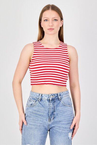 Don't Call Me Jennyfer Women Crew Neck Sleeveless Stripe Tank Top, Multicolor