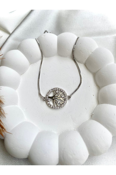 stainless steell Sparkling Tree of Life Figured Silver Steel Bracelet