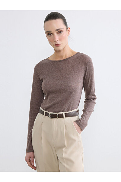 LC Waikiki Nevavm Farkıyla Lcw Everyday Brown Oval Neck Women's Bodysuit - S6...