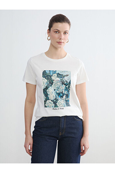 LC Waikiki Trendlucky Women's 100% Cotton T-Shirt with a Difference Print