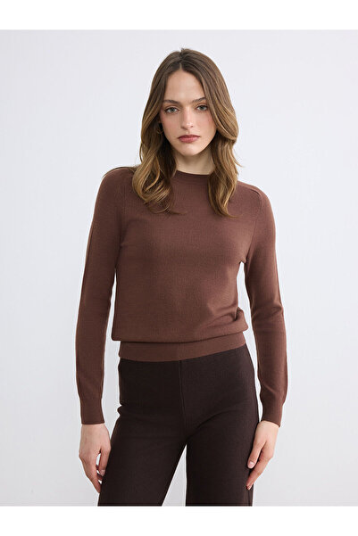 LC Waikiki Nevavm Farkıyla Lcw Vision Brown Oval Neck Women's Knitwear Sweate...