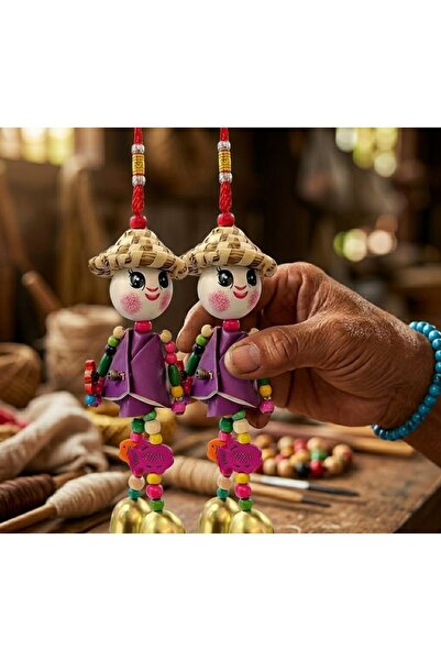 Kuzey Tacı Oriental Harmony: 30 CM Hasır Şapkalı Şans Bebekleri – Dekoratif R...