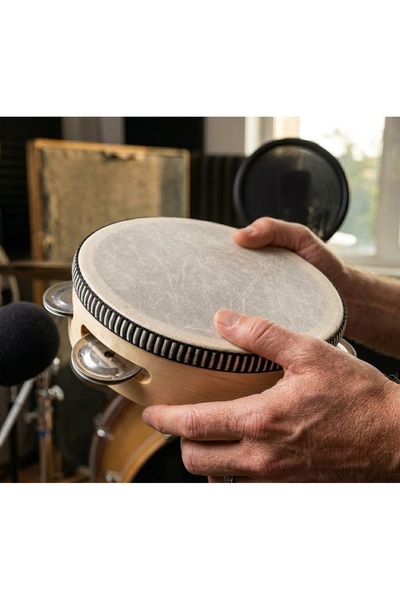 Kuzey Tacı RhythmJoy: 18 CM Doğal Ahşap Tef – Çocuklar İçin Zil Detaylı Eğiti...