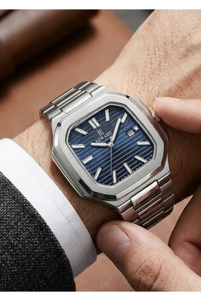 Reward Men's Navy Blue Dial Silver Metal Cord Minimal Wrist Watch 2 Years War...
