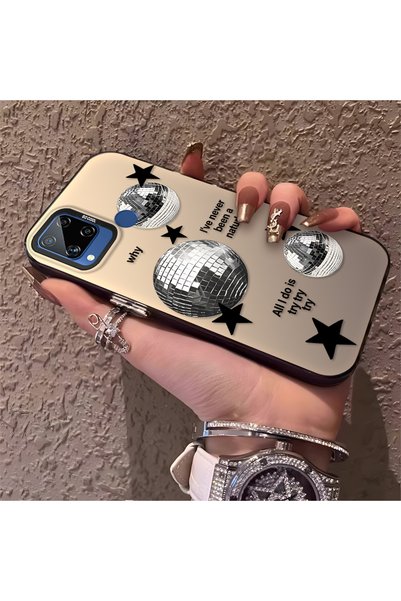 CHICASELUX Realme C15/C25/C25S Compatible Minimalist Black Star Case, Durable...