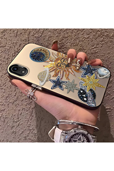 PATTERNOVA iPhone XR Uyumlu Yüksek Kaliteli Yıldız ve Ay Desenli Kılıf, Günlü...
