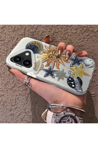 PATTERNOVA iPhone 16 Plus Uyumlu Yüksek Kaliteli Yıldız ve Ay Desenli Kılıf, ...