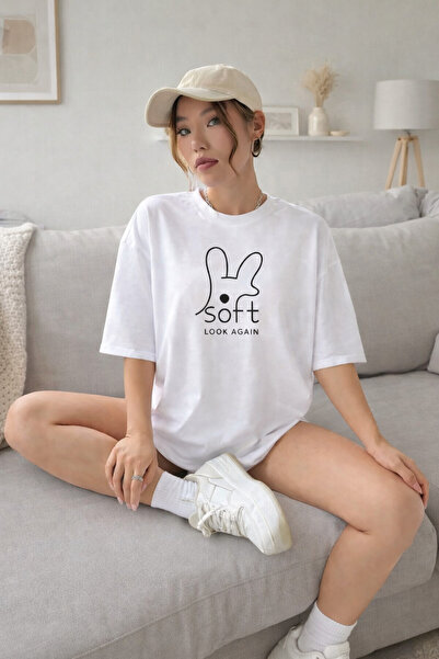 ship master Γυναικείο μπλουζάκι με στάμπα κουνελιού με απαλό γράψιμο, 100% βα...