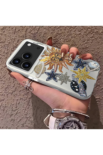 PATTERNOVA iPhone 17 Pro Max Uyumlu Yüksek Kaliteli Yıldız ve Ay Desenli Kılı...