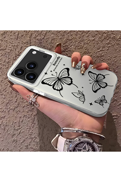 PATTERNOVA iPhone 17 Pro Max Uyumlu Nazarik Kelebek Desenli, Tam Kaplama Koru...