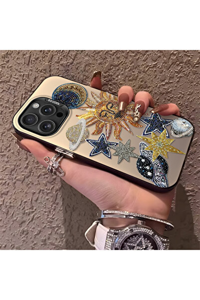 PATTERNOVA iPhone 16 Pro Max Uyumlu Yüksek Kaliteli Yıldız ve Ay Desenli Kılı...