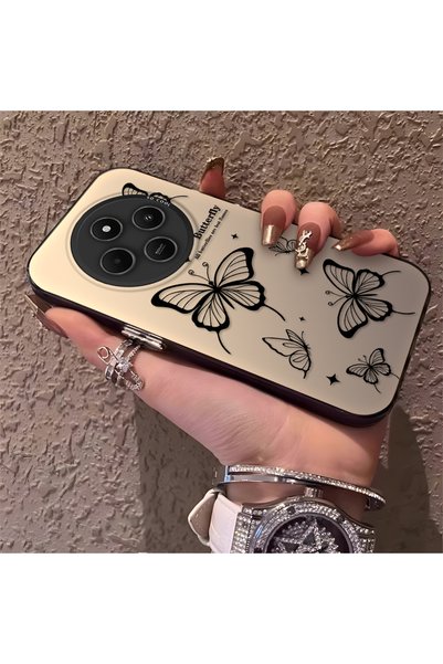 PATTERNOVA حافظة أنيقة لهاتف ريدمي 14C متوافقة مع شبكات 4G/5G، بنمط فراشة جذا...