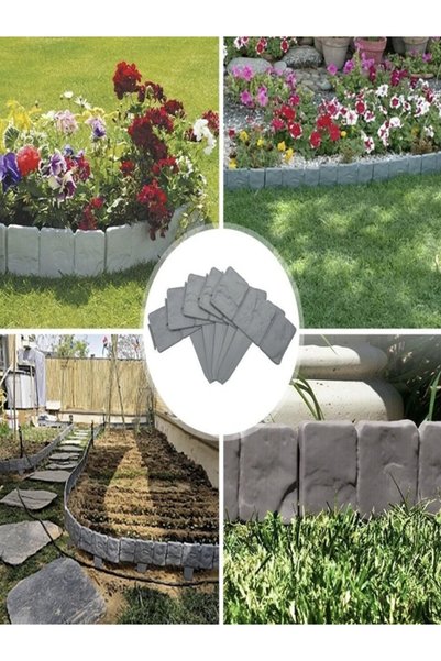 Homegenius Set 10 x Borduri decorative de grădină cu aspect de piatră pentru gazon sau flori