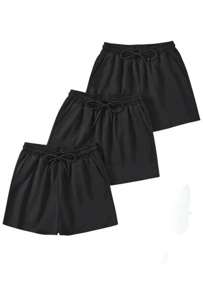 SURMARİ Set of 3 Comfortable Fit Unisex Combed Cotton Sports Shorts