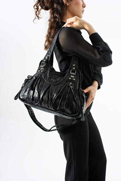 Wash S Leather Women Shoulder Bag Vegan Leather Multi Pockets Crossbody Sleeve Bag 35*28cm Faux Leather