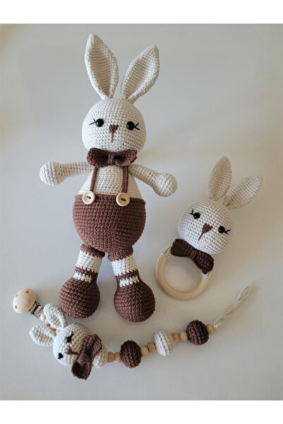 Zey's Amigurumi Amigurumi Tombul Tavşan Yenidoğan Emzik Zinciri Uyku Arkadaşı...