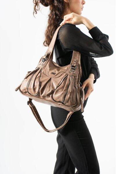 Baginn Γυναικεία τσάντα ώμου από δέρμα S.Washable Vegan Leather Multi-Pocket ...