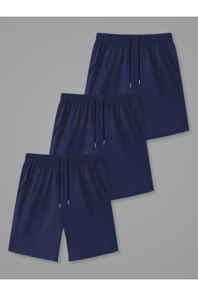 SURMARİ Set of 3 Comfortable Fit Unisex Combed Cotton Sports Shorts