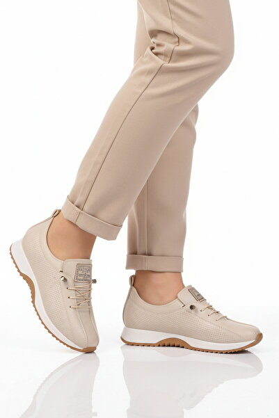 Aspor Beige Rubber Laced Women's Casual Shoes