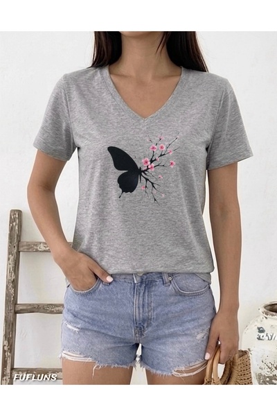 FUFLUNS T-Shirt - Γκρι - Oversize