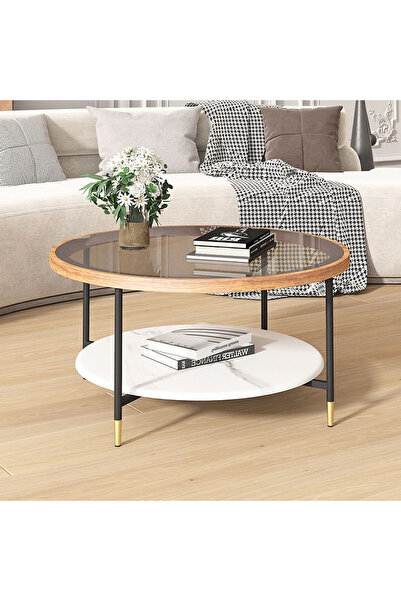 Zztcmp Round Coffee Table Set of 2,Modern Stackable Center Tables, Small Side Tables for Living Room