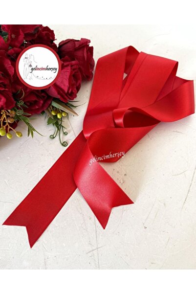 Gelincimherşey Sade Düz Kırmızı Saten Gelin Kuşağı