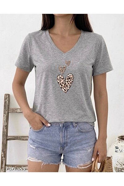 FUFLUNS ΓΥΝΑΙΚΕΙΟ ΜΠΛΟΥΖΑΚΙ ΜΕ ΣΤΑΜΠΑ "ΛΕΟΠΑΡ " ΚΑΙ "ΚΑΡΔΙΕΣ " ΜΕΓΑΛΟΥ ΜΕΓΕΘΟ...