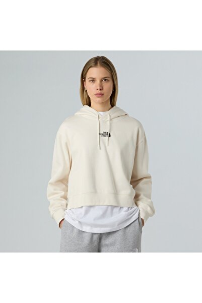 THE NORTH FACE F0A89EXQLI1-R W سويت شيرت نسائي أساسي بغطاء للرأس باللون الأبيض