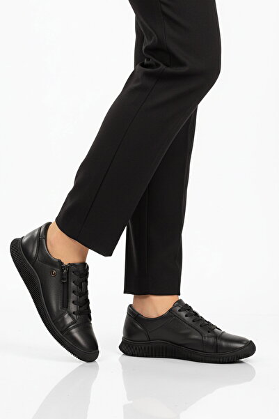Aspor Black genuine leather women's casual shoes