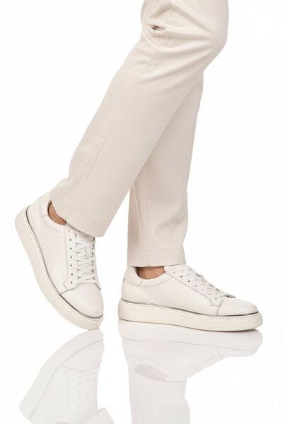 Aspor White Genuine Leather Men's Casual Shoes