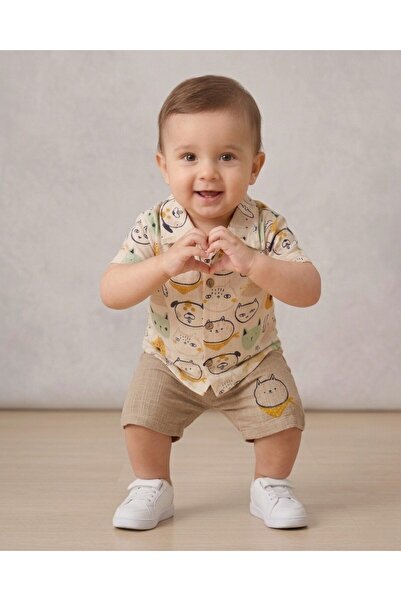 voyyo kids baby قميص مسلم مطبوع عليه حيوانات للأطفال من عمر 6-9-12-18-24 شهرً...