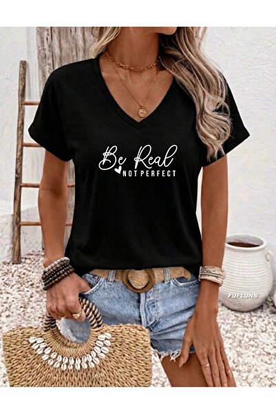 FUFLUNS Γυναικείο μπλουζάκι με στάμπα ποδηλάτου, με λαιμόκοψη V, σε μεγάλο μέ...