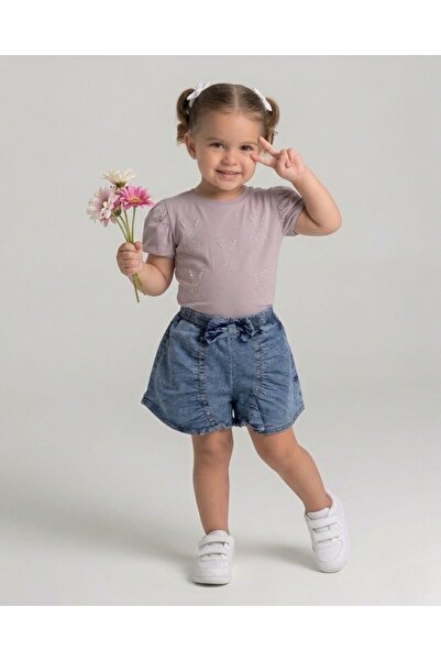 Ege Bebek Καλοκαιρινό τζιν σορτς για κορίτσια με φούστα και μπλούζα, για ηλικ...