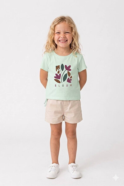 Noone Κοριτσίστικο μπλουζάκι με στάμπα "Bloom" και δέσιμο στο πλάι |   Μπλουζ...