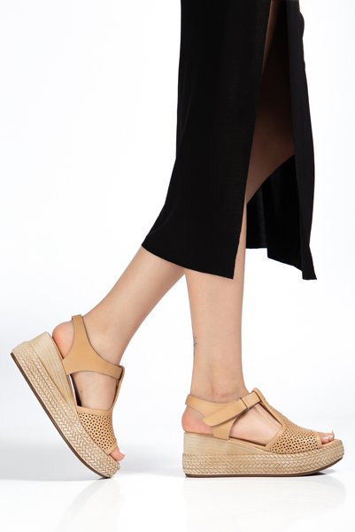 Elile Shoes Genuine Leather 34-35-36-37-38-39-40-41 Size Soft Sole Wedge Heel Sandals