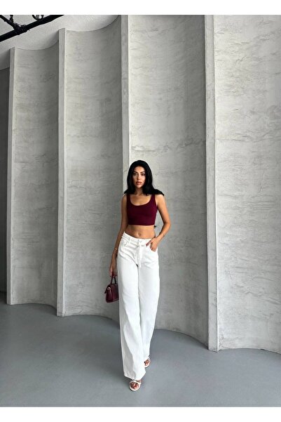 DENİKK Тренд дънкови панталони със специален дизайн, висока талия, избелен еф...