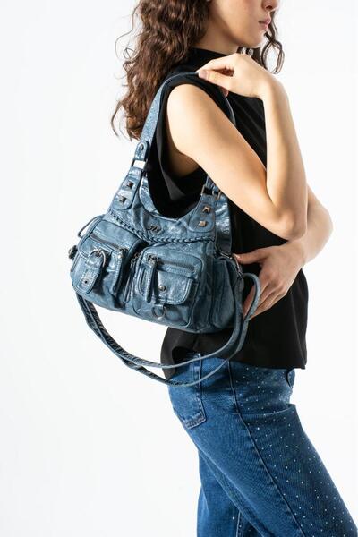 Baginn حقيبة كتف نسائية من الجلد النباتي متعددة الجيوب من واشينج إس.ديري، حقي...