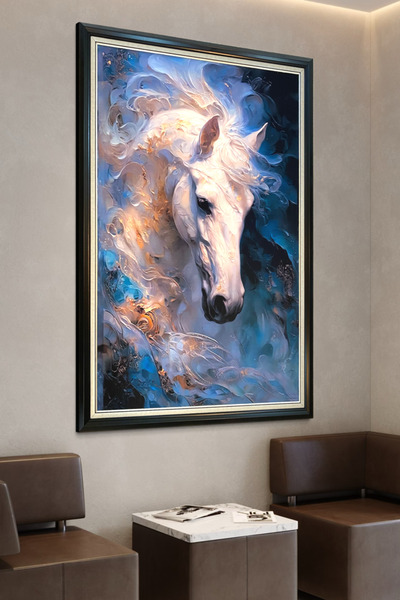 ARTAN GALLERY Italyan Velvet Kadife At Temalı Duvar Tablosu | Abstrakt Yağlı ...
