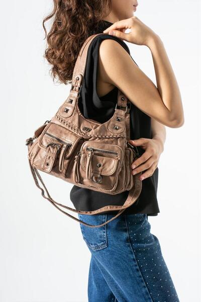 Baginn Γυναικεία τσάντα ώμου Washed S.Deri Postman Vegan Δερμάτινη τσάντα χια...