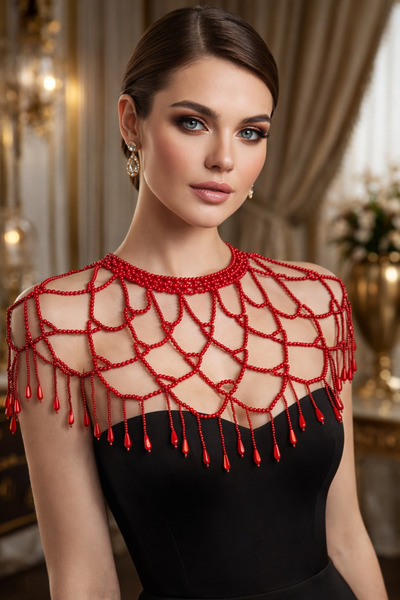 MODA EL ÖRGÜSÜ İNCİ BONCUK KOLYE (BOLERO)