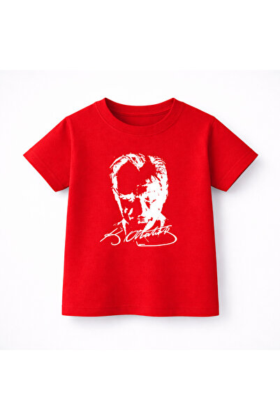 cc collection Tricou pentru copii din bumbac imprimat Atatürk, unisex, confor...