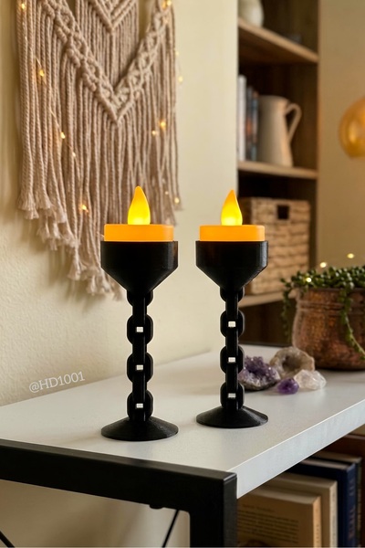 HD1001 2 Adet Şamdan Zincir Model Bohem Ev Dekoru Mumluk Lamba Dekoratif Set ...