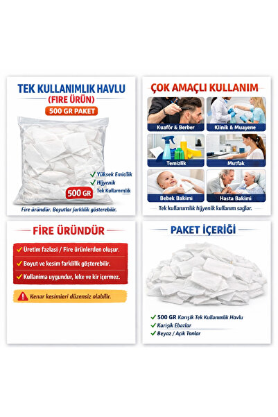 kaspak 500 gr Tek Kullanımlık Havlu Firesi- çeşitli ebatlar